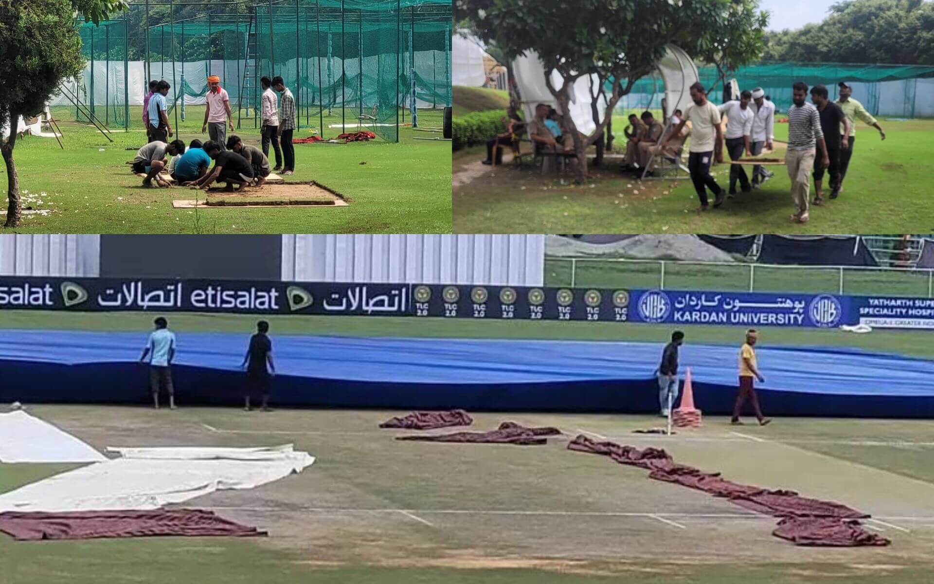 AFG Vs NZ: Embarrassing Scenes At Greater Noida Stadium As Groundsmen Do ‘Transplant’ On Day 2